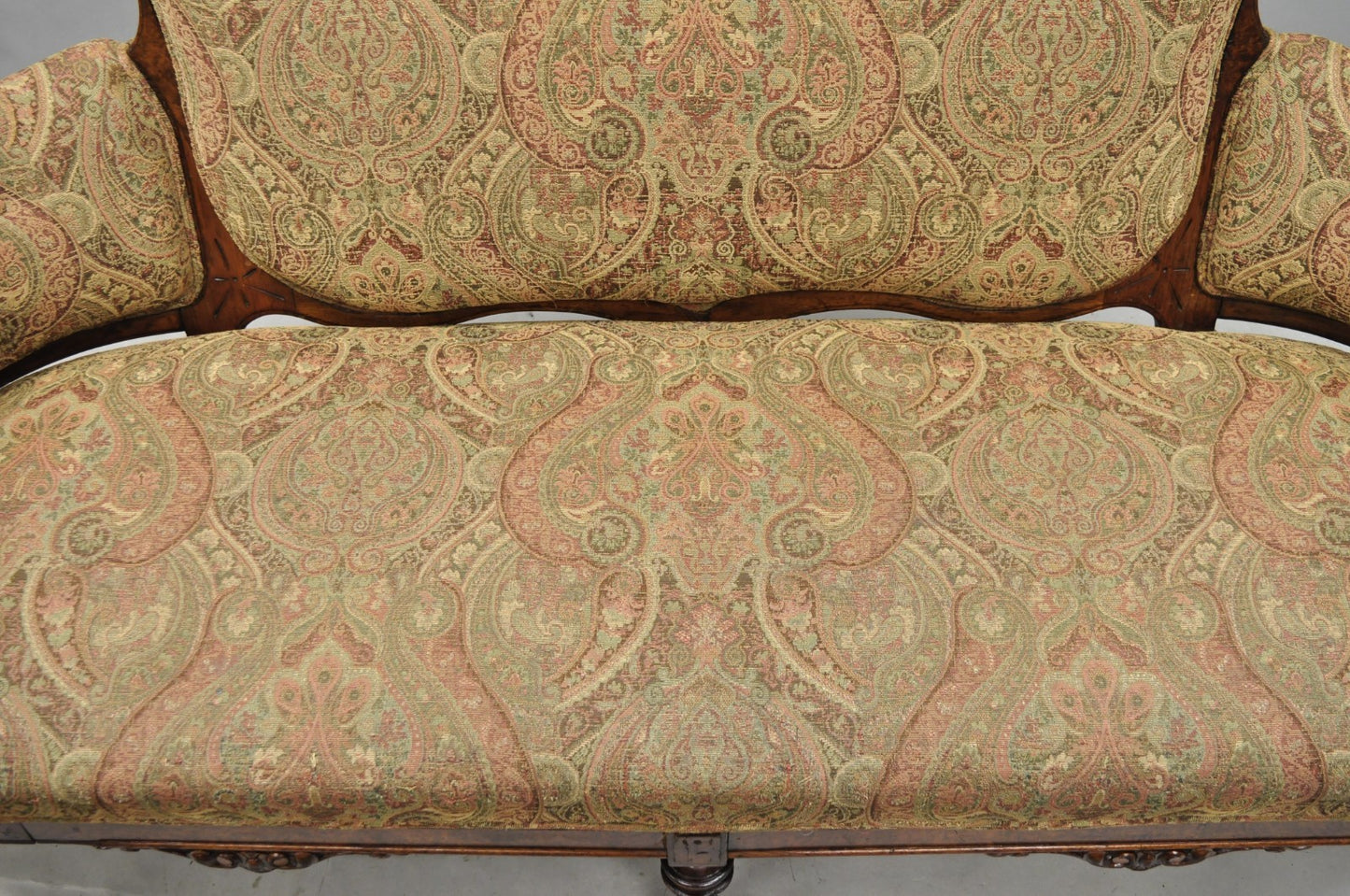 Antique Eastlake Victorian Carved Burl Walnut Parlor Set Sofa & 2 Chairs - 3 Pcs