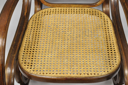 Vintage Mid Century Modern Thonet Style Bentwood & Cane Rocker Rocking Chair (C)