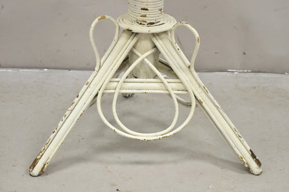 Antique Victorian Arts & Crafts Bentwood Wicker Rattan White Accent Side Table
