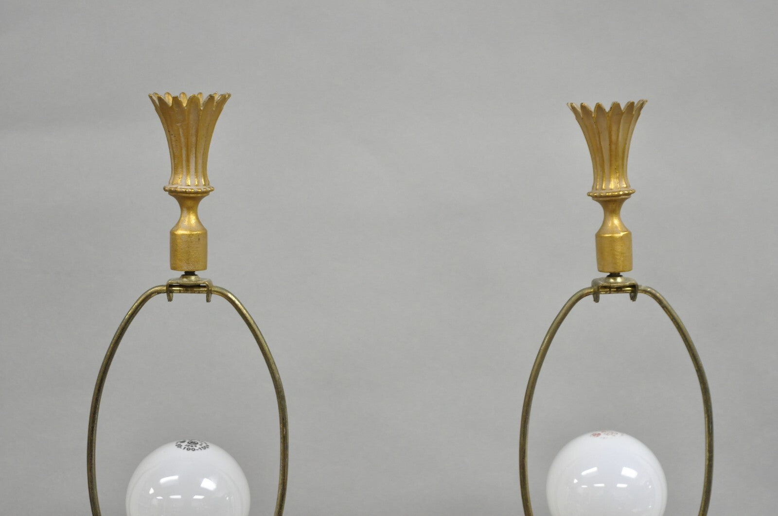 Vintage French Renaissance Louis XV Gold Cherub Candelabra Table Lamps - a Pair