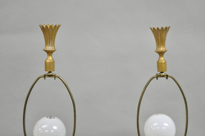Vintage French Renaissance Louis XV Gold Cherub Candelabra Table Lamps - a Pair