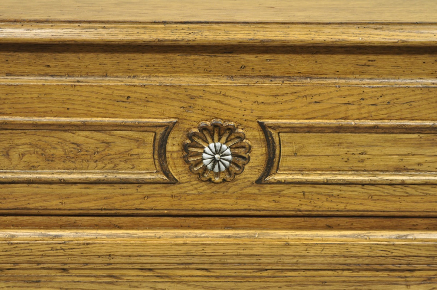 Vintage French Country Provincial Oak Wood 3 Drawer Bachelor Chest Commode Pair