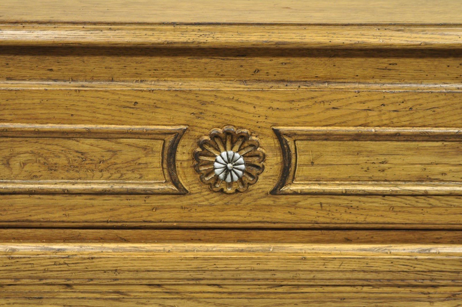 Vintage French Country Provincial Oak Wood 3 Drawer Bachelor Chest Commode Pair