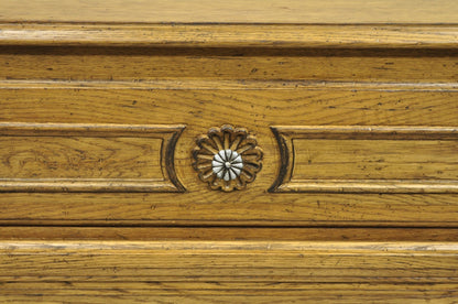Vintage French Country Provincial Oak Wood 3 Drawer Bachelor Chest Commode Pair