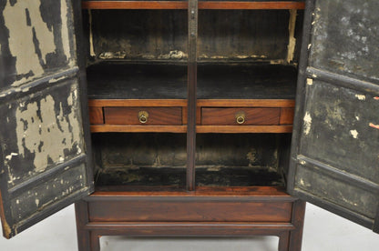 Antique Chinese Hardwood 2 Door Wardrobe Wedding Cabinet with Drawers
