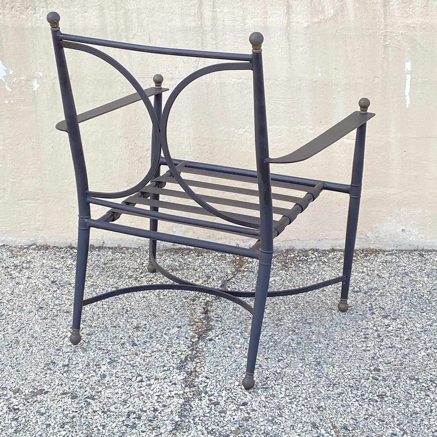 Neoclassical Regency Aluminum & Steel Metal Outdoor Patio Arm Chair - Set of 4