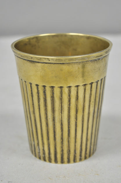 Vintage Anglo Indian Brass Bronze Ribbed Lassi Tumbler Cup with Patina