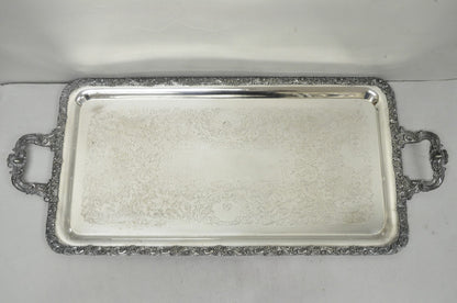 Vintage English Victorian Silver Plated Copper Narrow Serving Platter Bar Tray