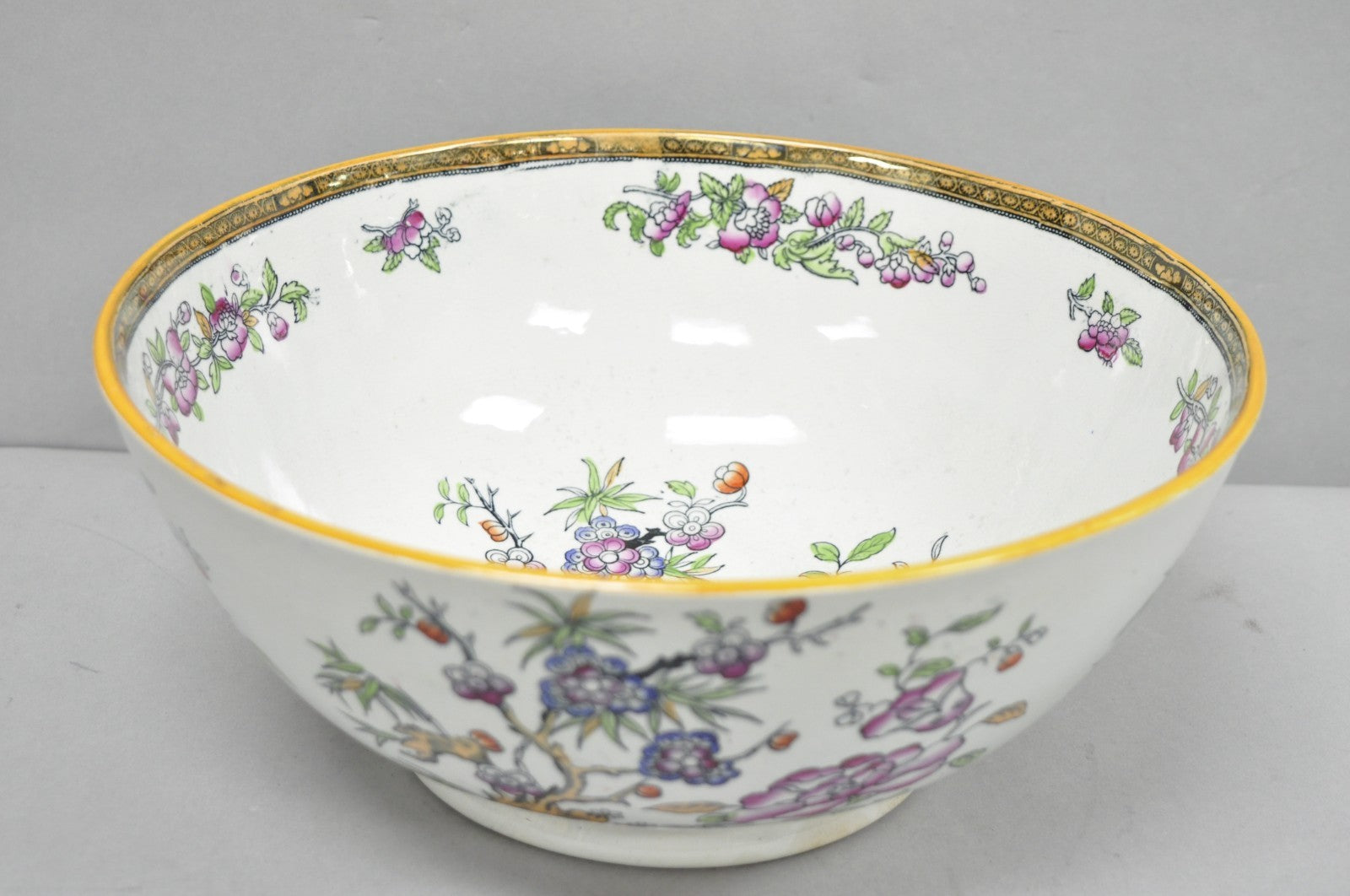 Antique Edge Malkin & Co Indian Tree English Transferware Porcelain Serving Bowl