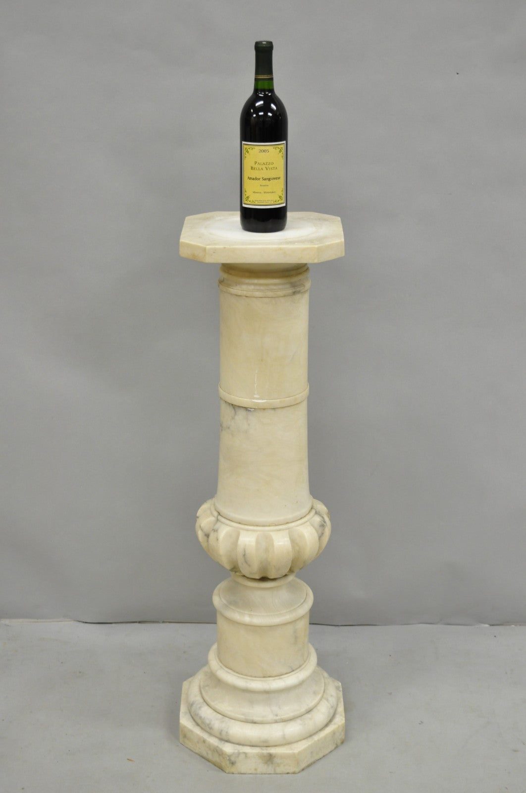 Antique Italian Classical Carved Marble Column Empire Pedestal Bust Stand