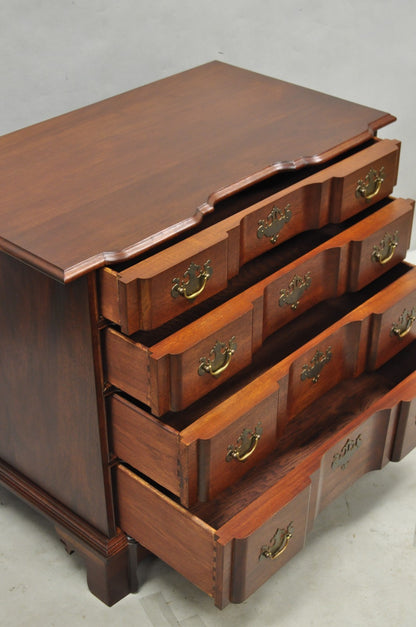 Vintage Chippendale Style Solid Mahogany Block Front Bachelor Chest of Drawers