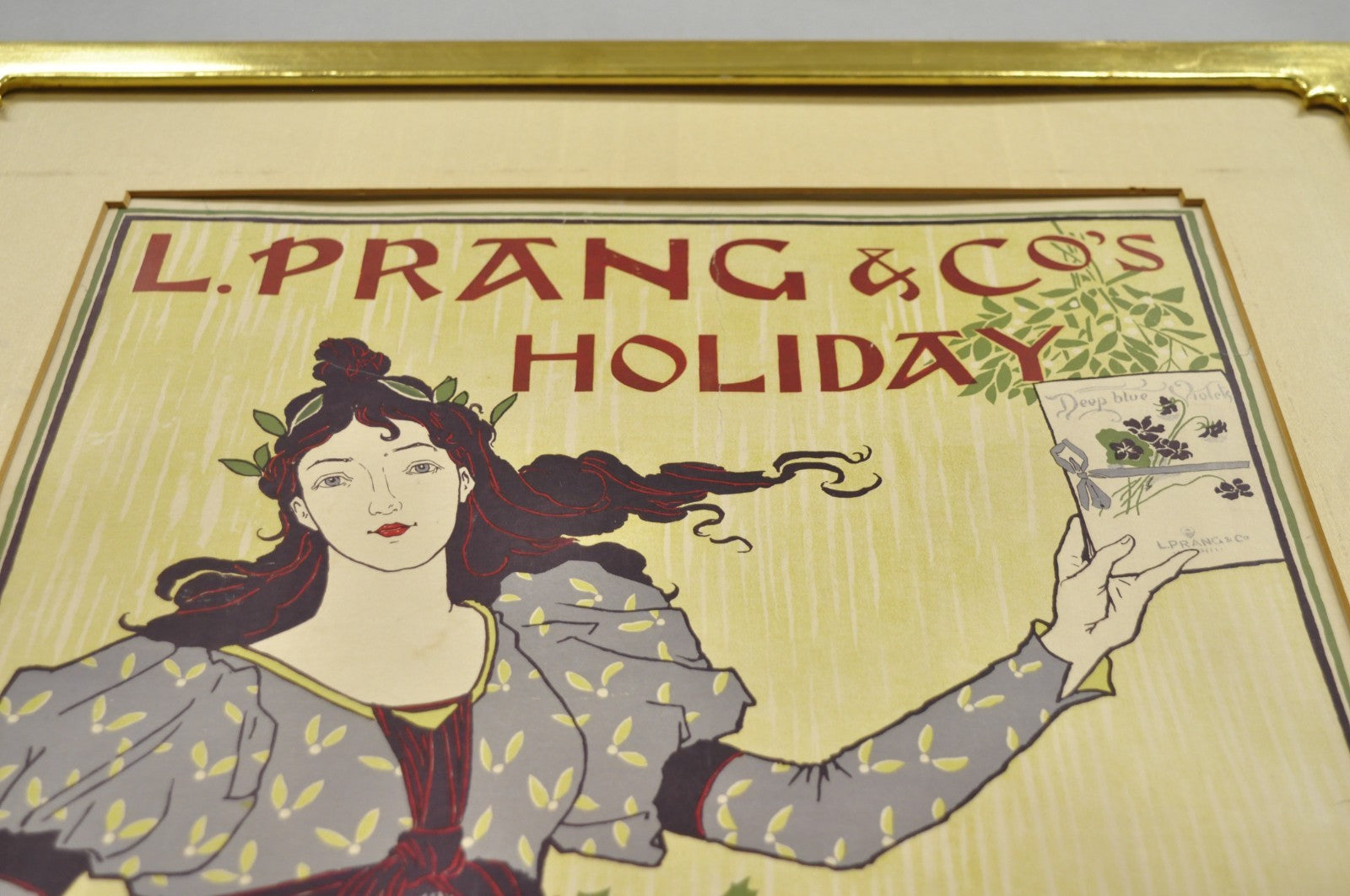 Antique L. Prang & Co's Louis Rhead 1895 Holiday Magazine Framed Art Print