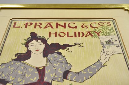 Antique L. Prang & Co's Louis Rhead 1895 Holiday Magazine Framed Art Print