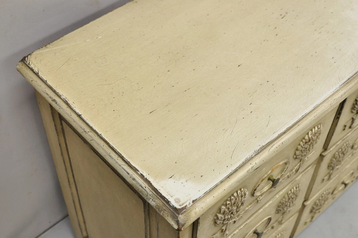 Vintage French Country Provincial Cream Distress Painted Dresser by Roundtree