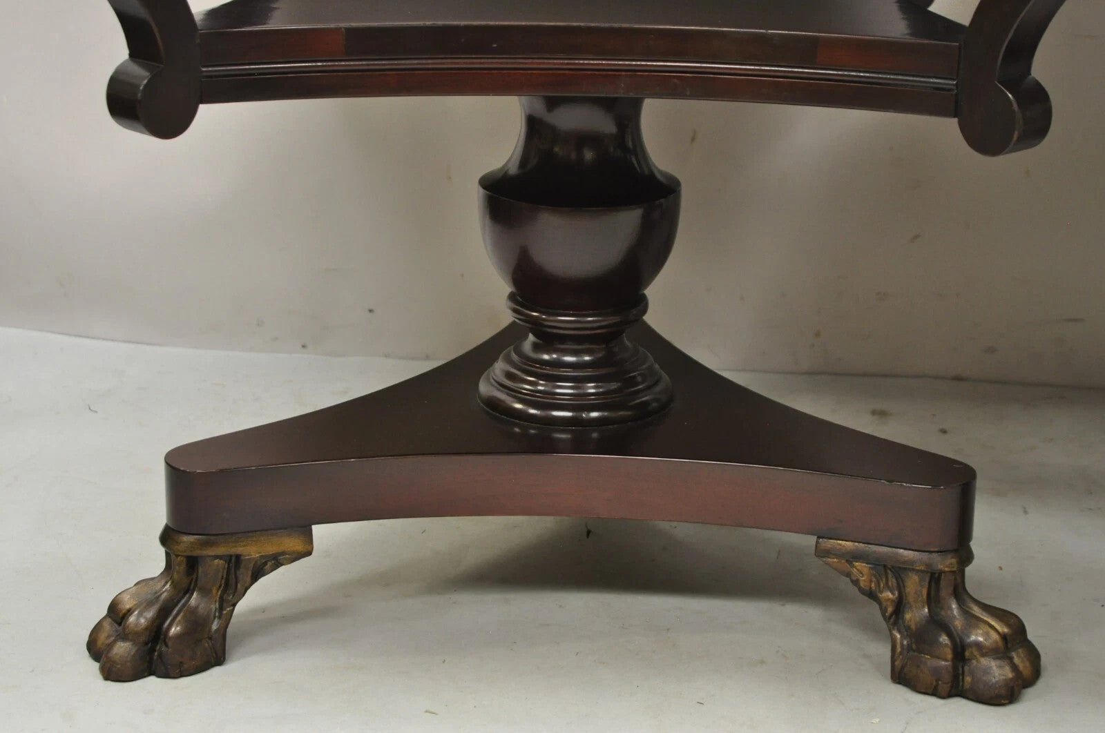 Vintage French Empire Style Mahogany 2 Tier Paw Feet Side End Tables - a Pair