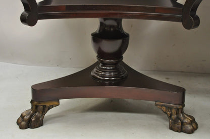 Vintage French Empire Style Mahogany 2 Tier Paw Feet Side End Tables - a Pair