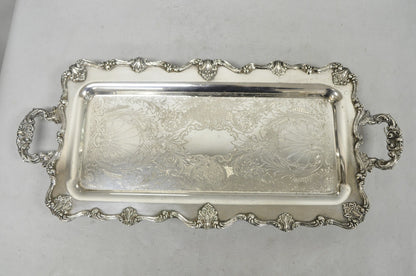 Vintage Victorian Silver Plated Narrow Twin Handle Bar Serving Platter Tray