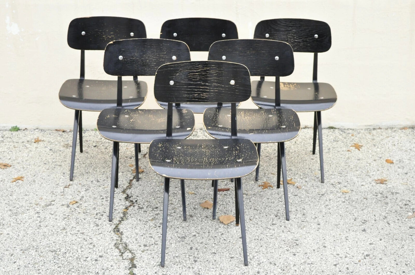 Industry West Madewell Industrial School Side Chair Black Metal Frame - Set of 6