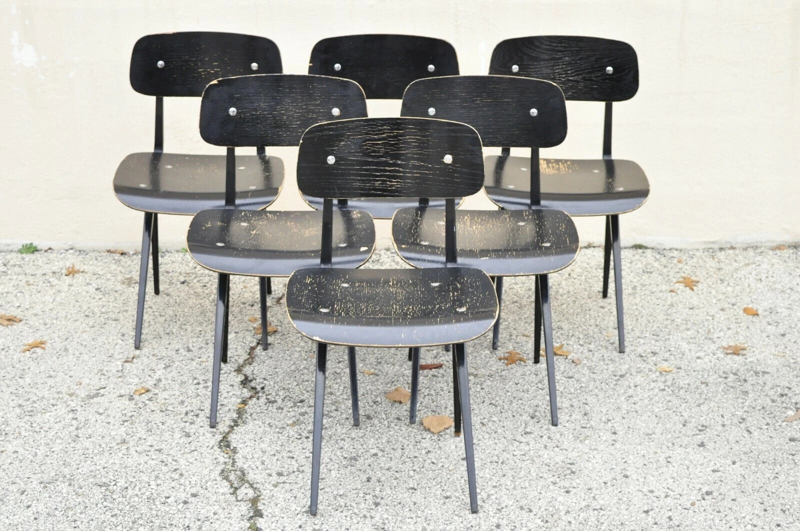 Industry West Madewell Industrial School Side Chair Black Metal Frame - Set of 6