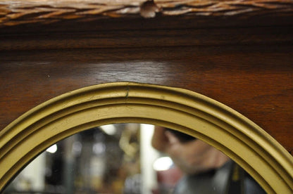 Antique Black Forest Victorian Faux Bois Carved Mahogany Gold Gilt Wall Mirror