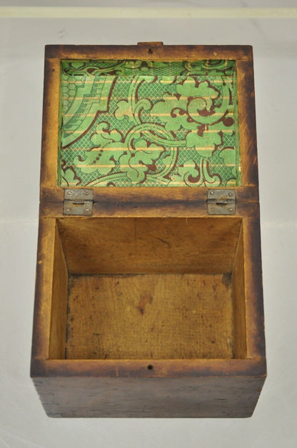 Antique English Walnut Tea Caddy Small Desk Box Victorian with Dovetail
