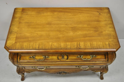 Drexel Heritage French Provincial Fruitwood Bombe Low Commode Nightstand Chest
