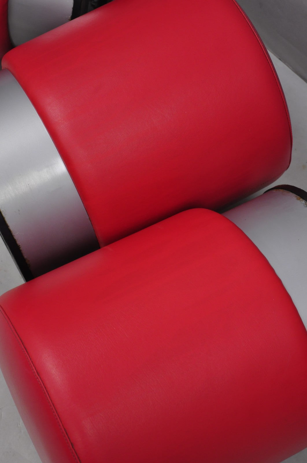 Contemporary Modern Red Vinyl Round 18" Restaurant Style Stool Seat - Set of 4