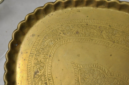 Vintage Moroccan Middle Eastern Solid Brass Large Oval Engraved 35" Tray Top