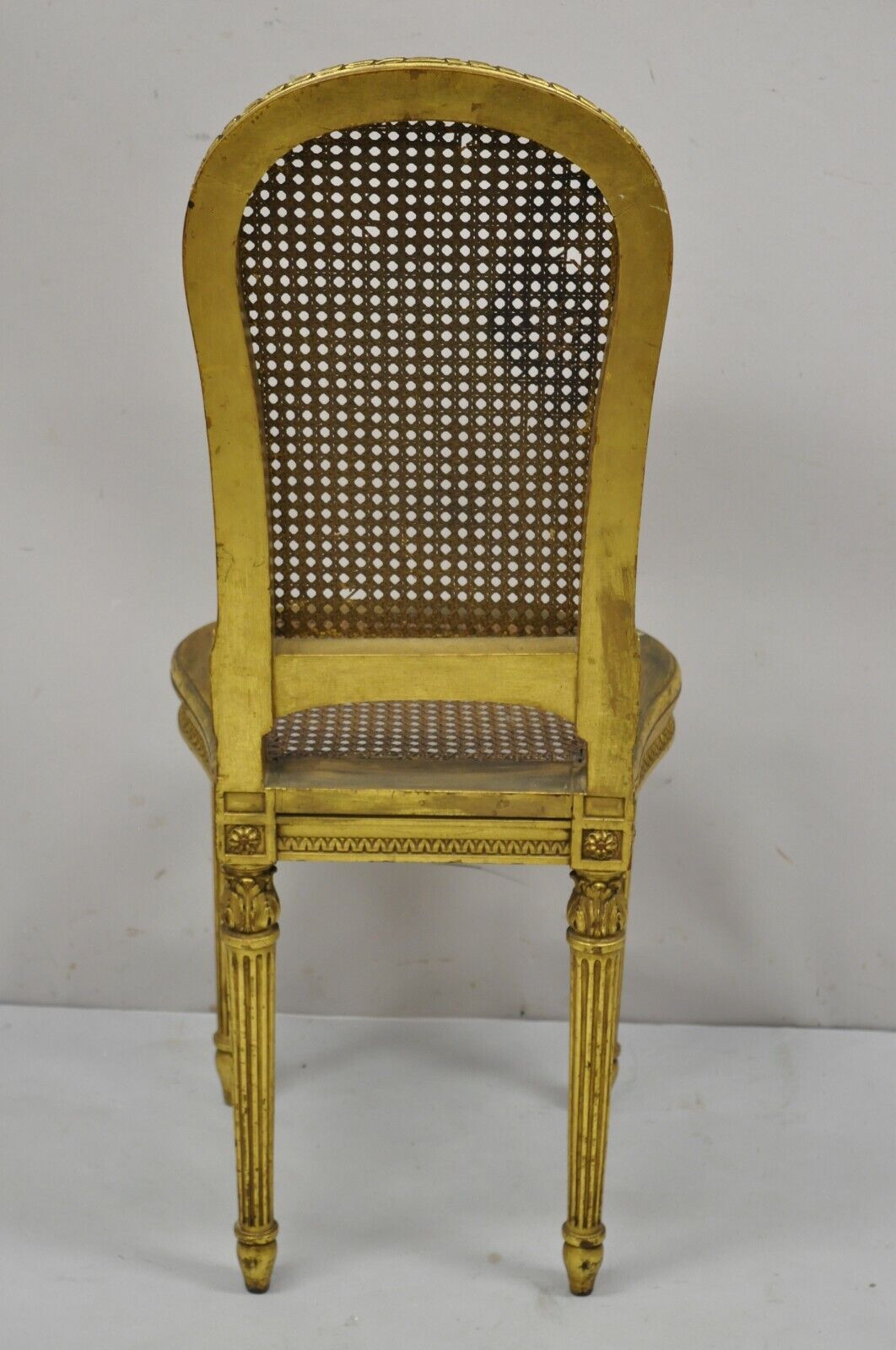 Antique Victorian French Louis XV Style Gold Giltwood Cane Boudoir Side Chair