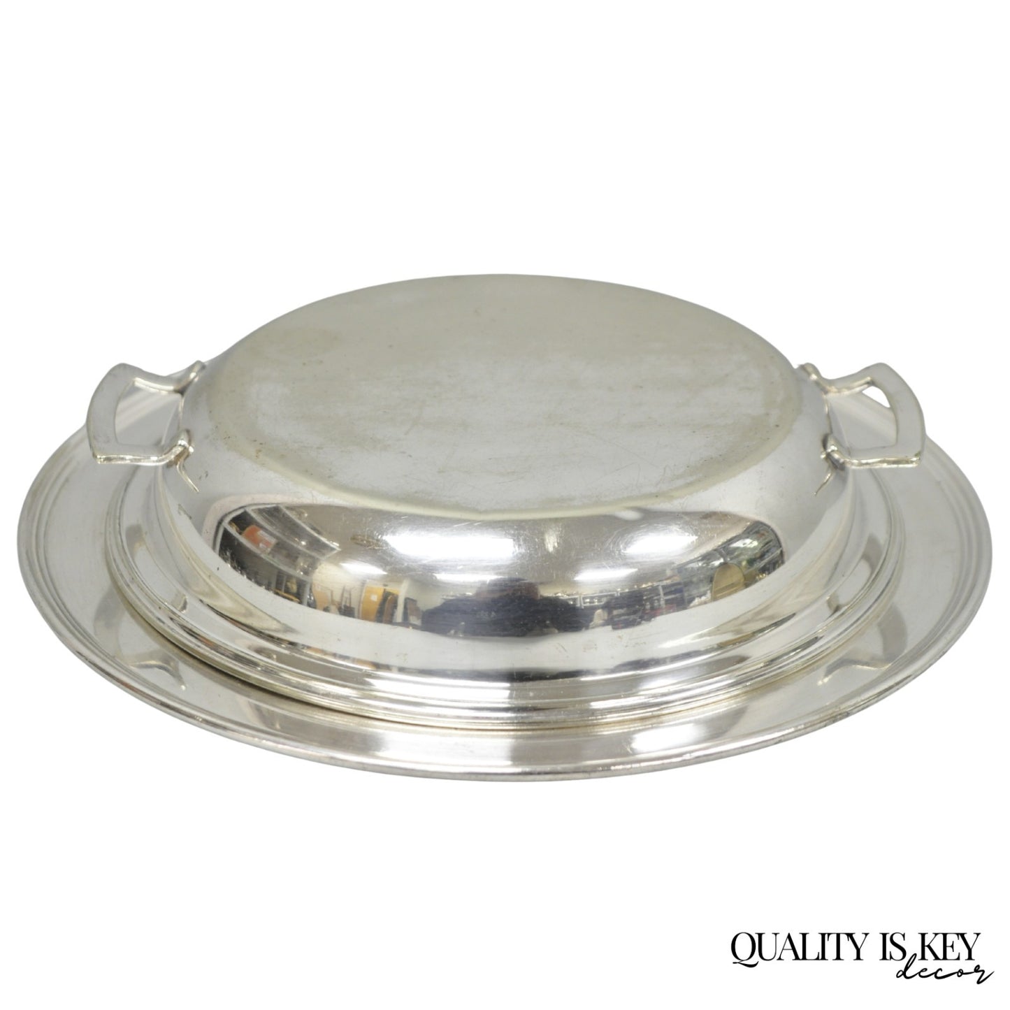 Vintage Victorian Silver Plated 10" Round Covered Vegetable Serving Dish