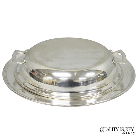 Vintage Victorian Silver Plated 10" Round Covered Vegetable Serving Dish