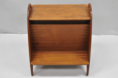 Mid Century Danish Modern Teak Wood Magazine Rack Book Stand Bookcase Side Table