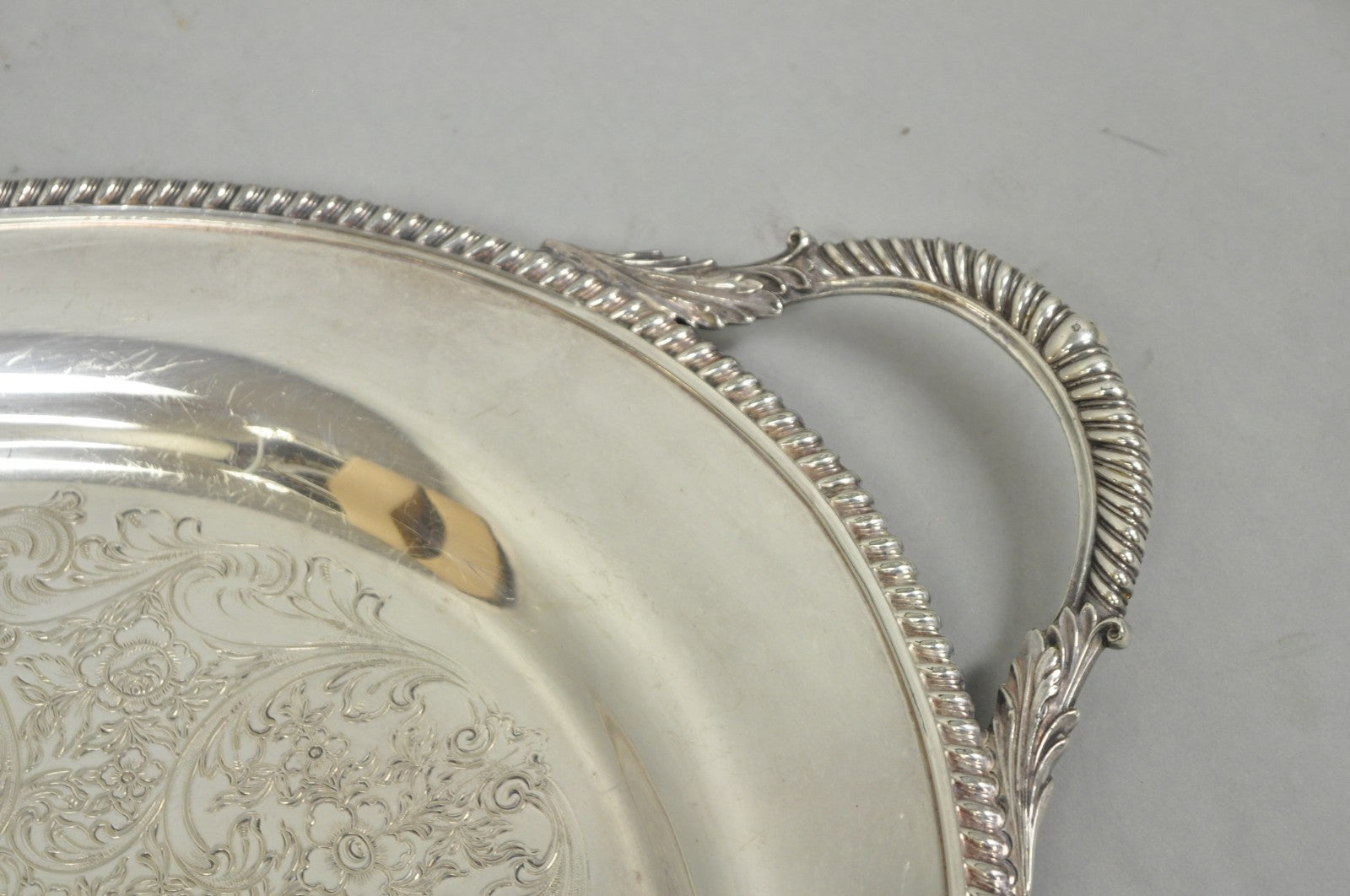 Vintage English Victorian EGW&S Silver Plated Oval Serving Platter Tray w/ Mono