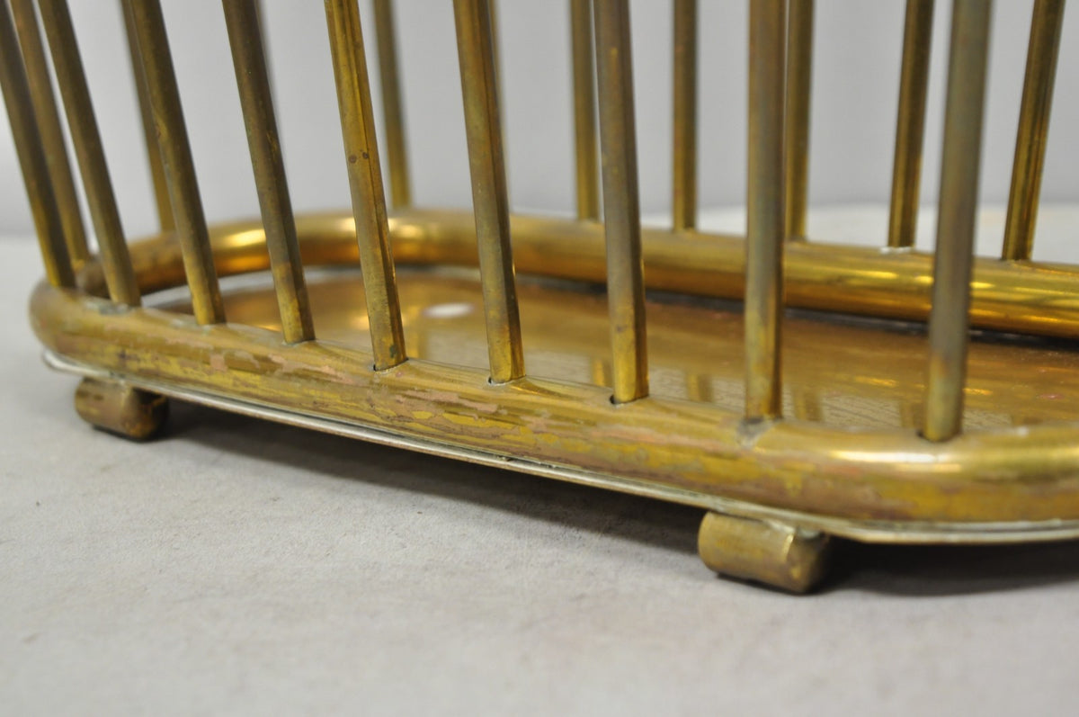 Vintage Gatco Mid Century Modern Solid Brass Spindle Modernist Magazine Rack