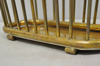 Vintage Gatco Mid Century Modern Solid Brass Spindle Modernist Magazine Rack