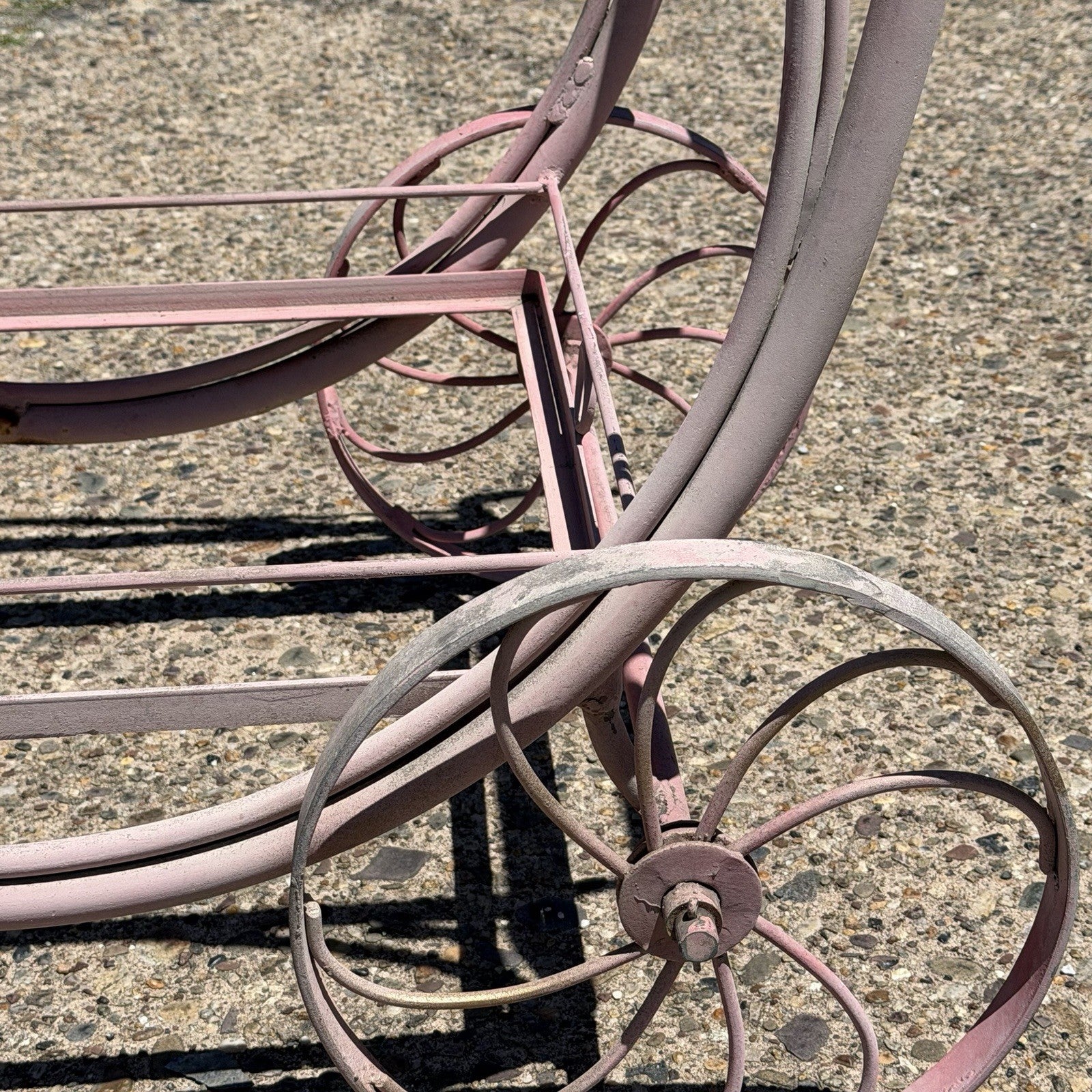 Antique Salterini Mt Vernon Wrought Iron Art Nouveau Pink Serving Bar Tea Cart