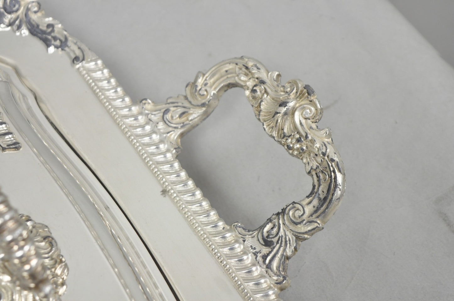 Vintage Victorian Silver Plated Meat Serving Platter Tray w/ Covered Dishes