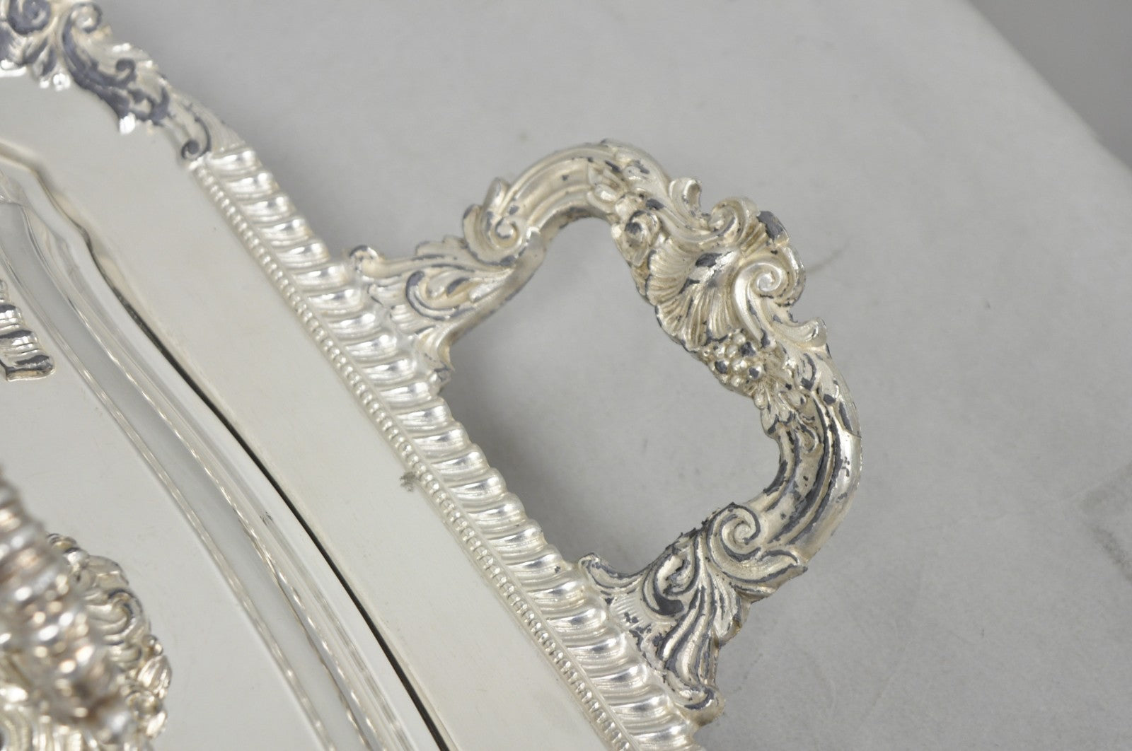 Vintage Victorian Silver Plated Meat Serving Platter Tray w/ Covered Dishes