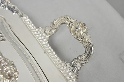 Vintage Victorian Silver Plated Meat Serving Platter Tray w/ Covered Dishes