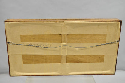Vintage Folk Art Painted Wood "Brown Trout with Fly" Shadowbox Faux Taxidermy