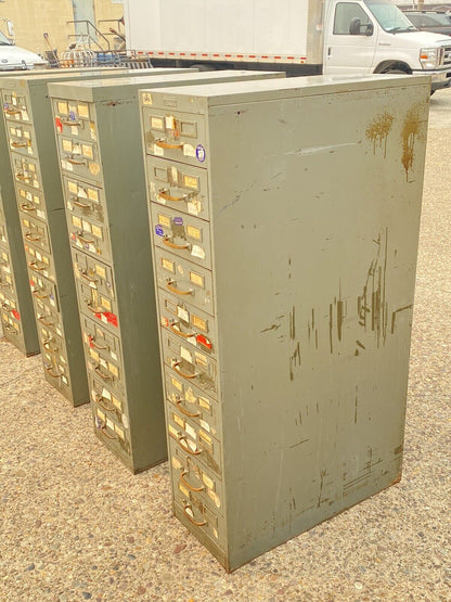 Vintage Columbia Steel Equip Gray Metal 10 Drawer Industrial File Cabinet (B)