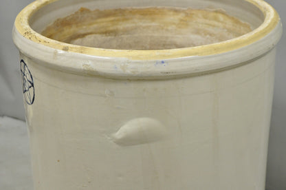 Antique 30 Gallon Cobalt Blue Star Stoneware Glazed Farmhouse Crock Pot