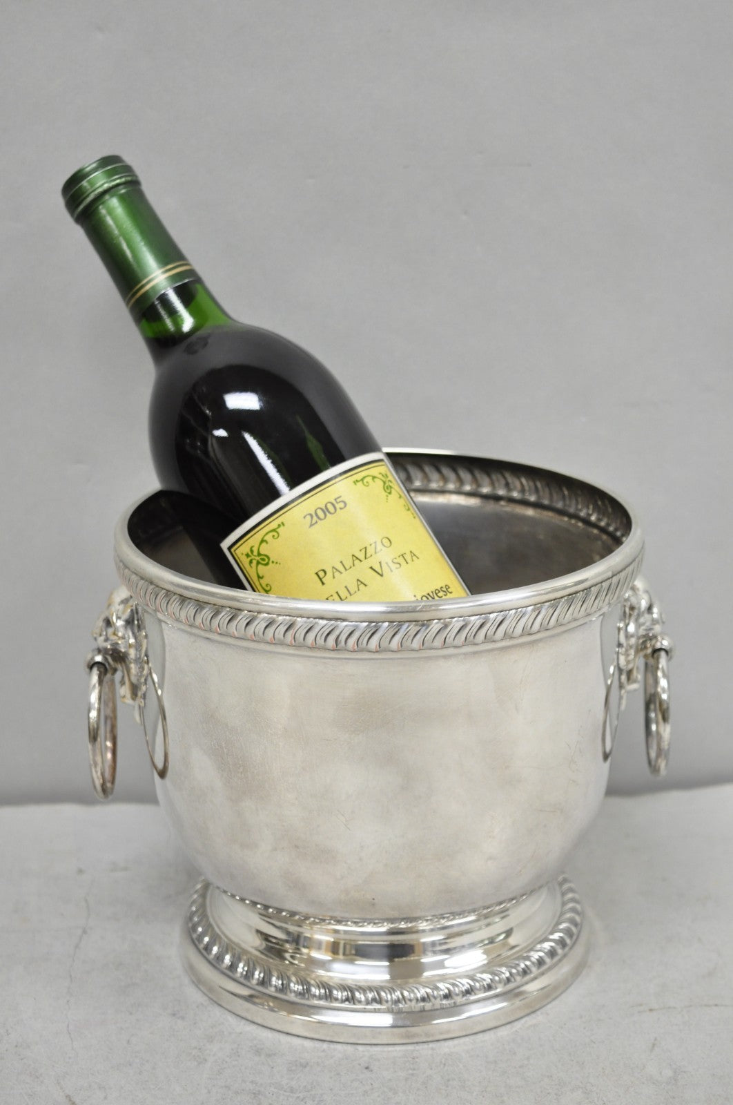 Poole English Regency Silver Plated Lion Head Champagne Chiller Ice Bucket