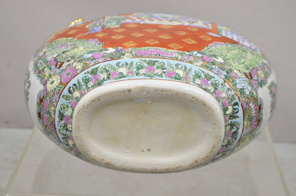 Vtg Chinese Famille Rose Porcelain Figural Orange Moon Flask Vase with Dragons