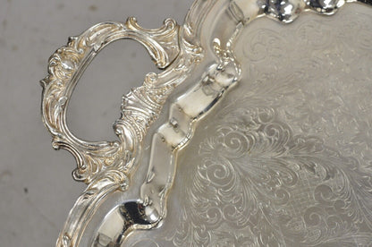 Vintage English Silver Mfg Corp Large Silver Plated Etched Platter Tray