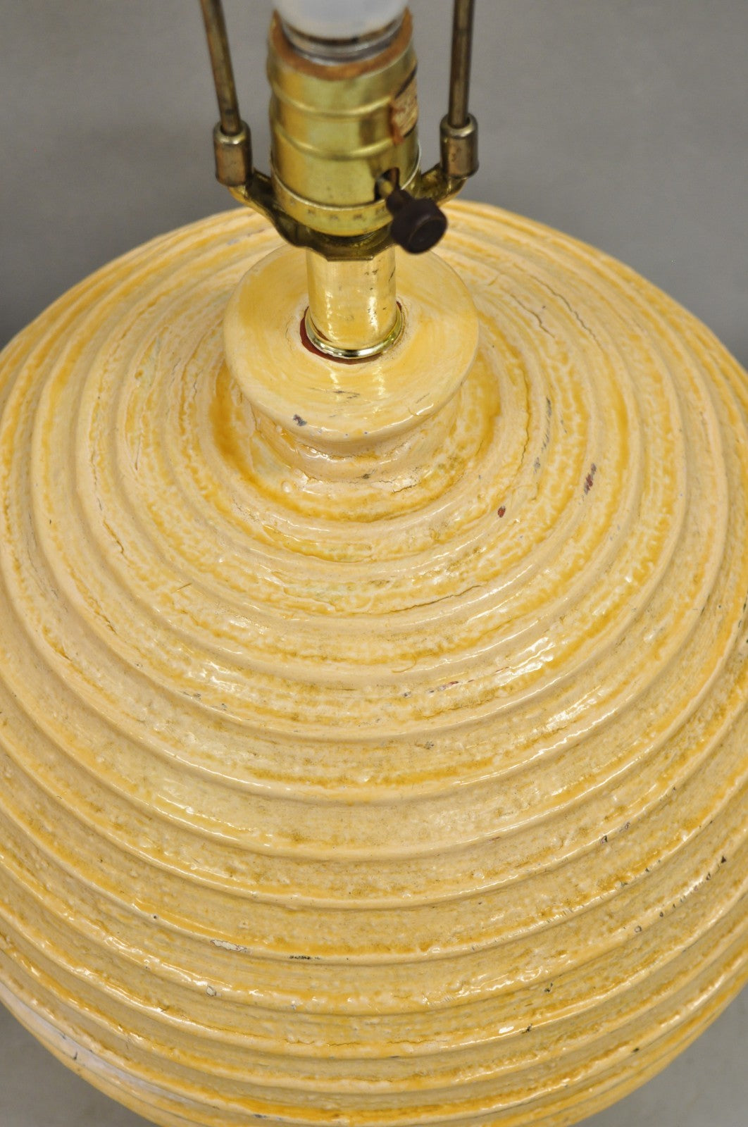 Vintage Mid Century Modern Lacquered Fiberglass Round Beehive Table Lamps - Pair
