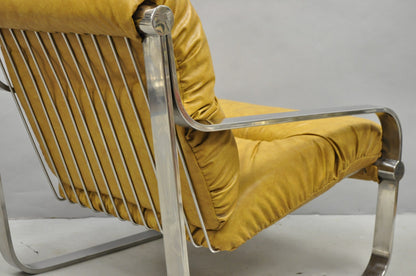 Mid Century Modern Chrome Milo Baughman Style Club Lounge Chair by AGI Ind.