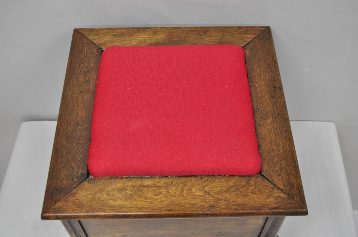 Antique Flip Top Georgian Chippendale Style Mahogany Shoe Shine Box Footstool