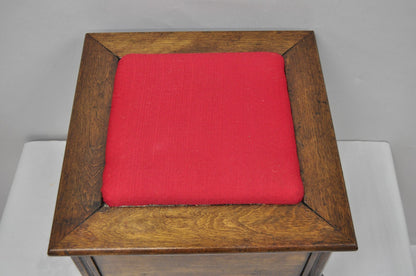 Antique Flip Top Georgian Chippendale Style Mahogany Shoe Shine Box Footstool