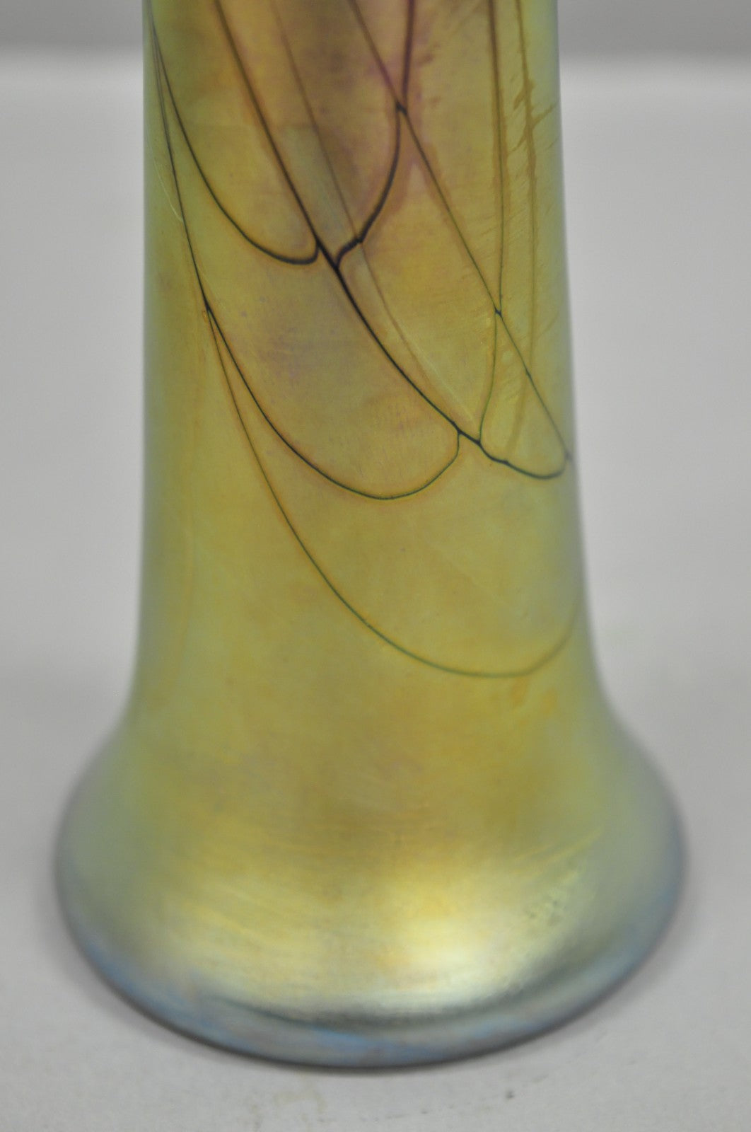 Vintage Steven Maslach 1987 Signed Iridescent & Cobalt Blue Art Glass Vase